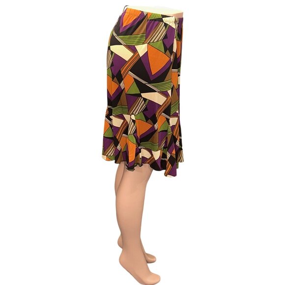 Briggs New York Vintage Inspired Geometric Flare Skirt Abstract Midi Style Sz M - Picture 3 of 12